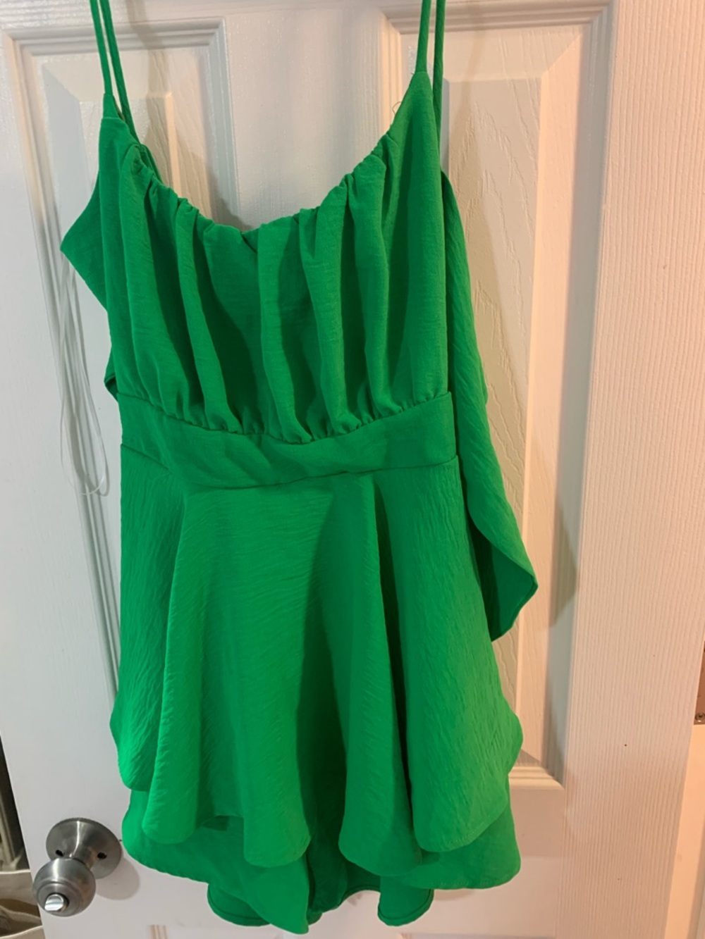 Lovely Day Emerald Green Spaghetti Strap Ruffled Romper